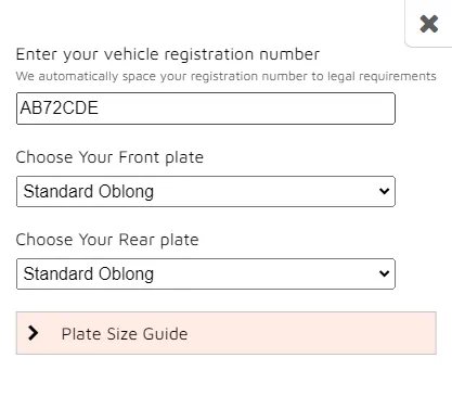 SurePlates Enter Your Reg Number