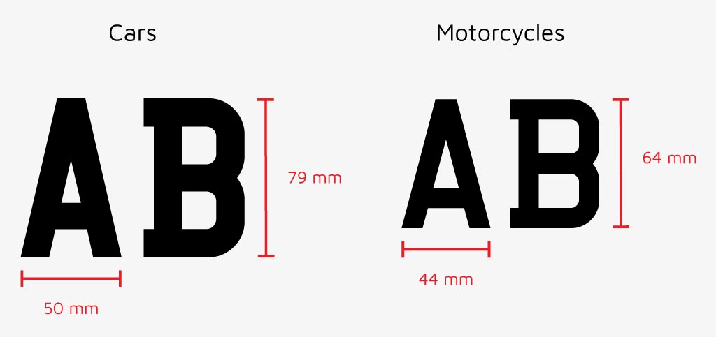 road legal number plate character sizes